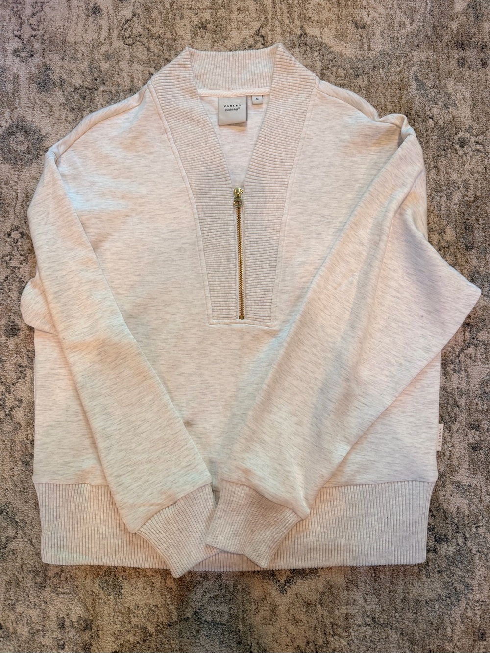Varley Cream Half-Zip Turtleneck Sweater
